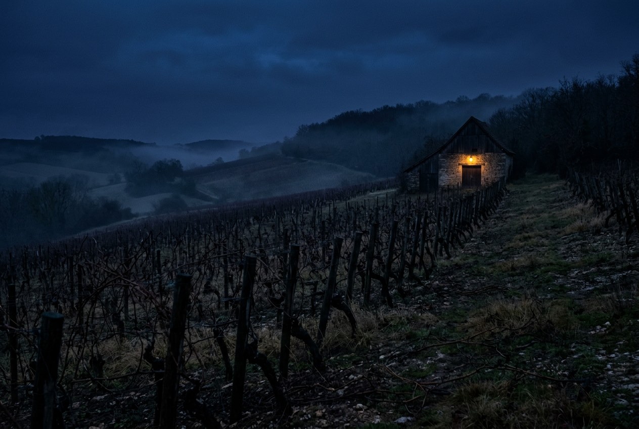 Open countryside under a night sky