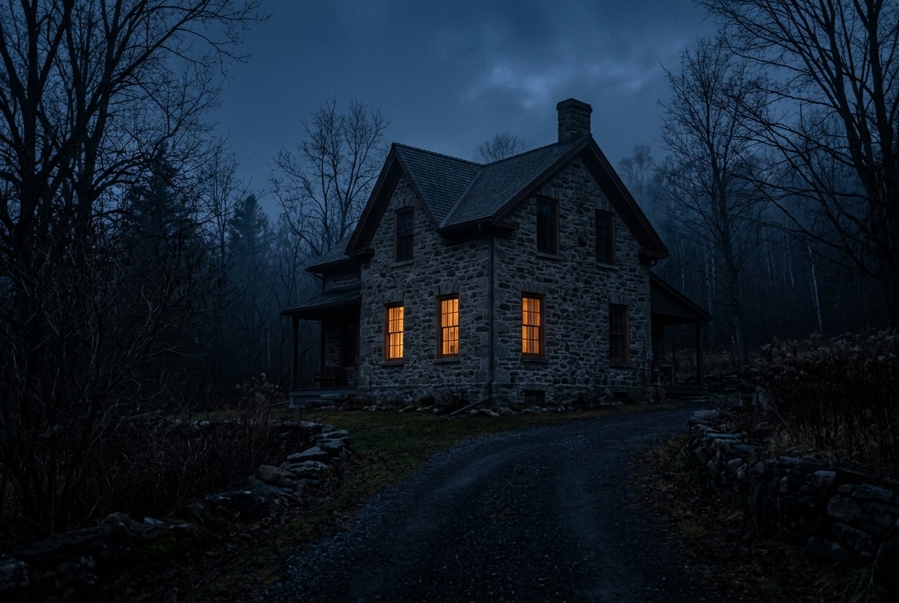 A heritage building at night