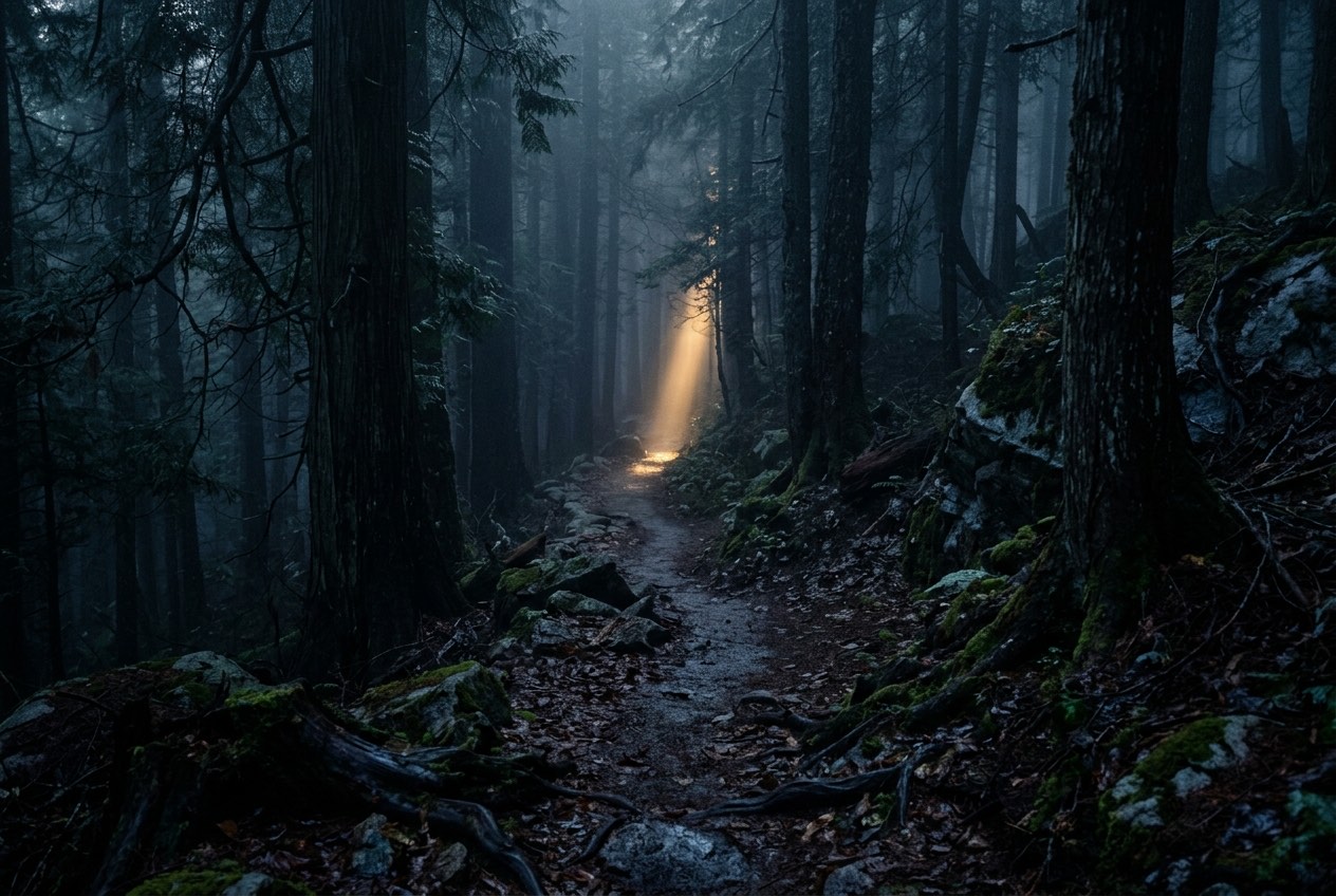 A dark trail used for parks and walks