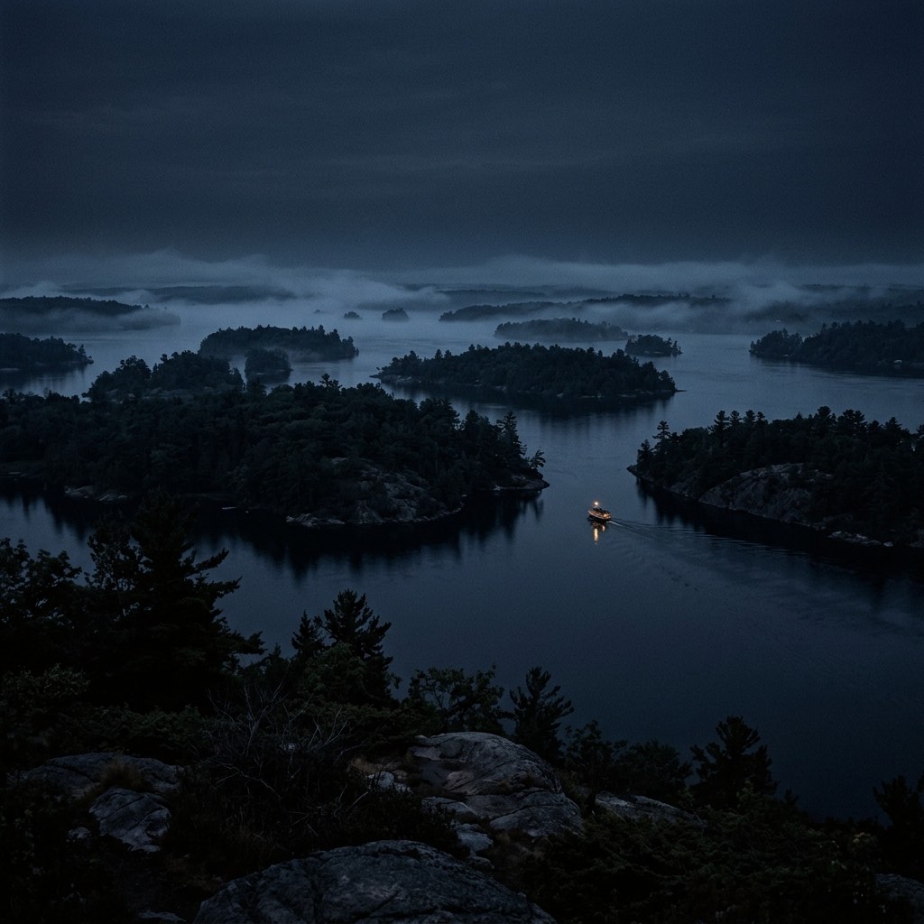 Night water and trees at Thousand Islands